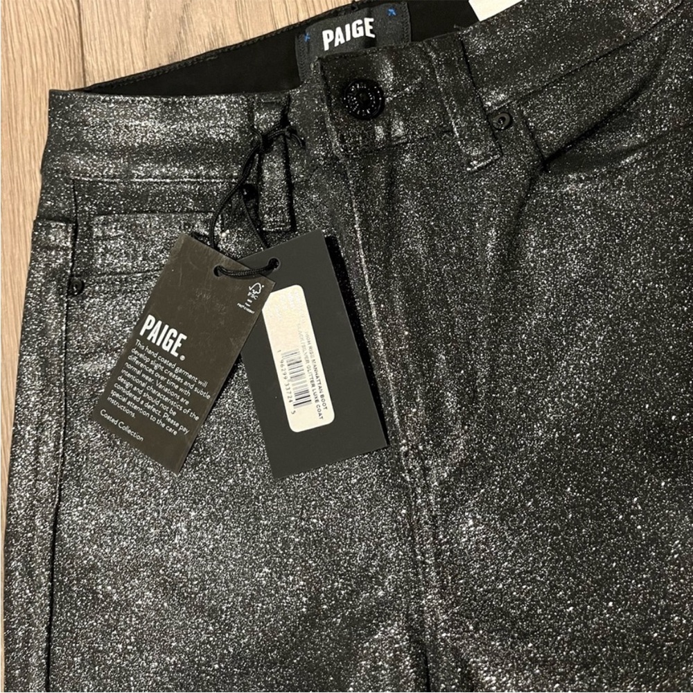 🖤PAIGE Glittery Black Boot Cut Rocker Jeans